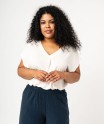 Tee-shirt à manches courtes à double col V femme grande taille